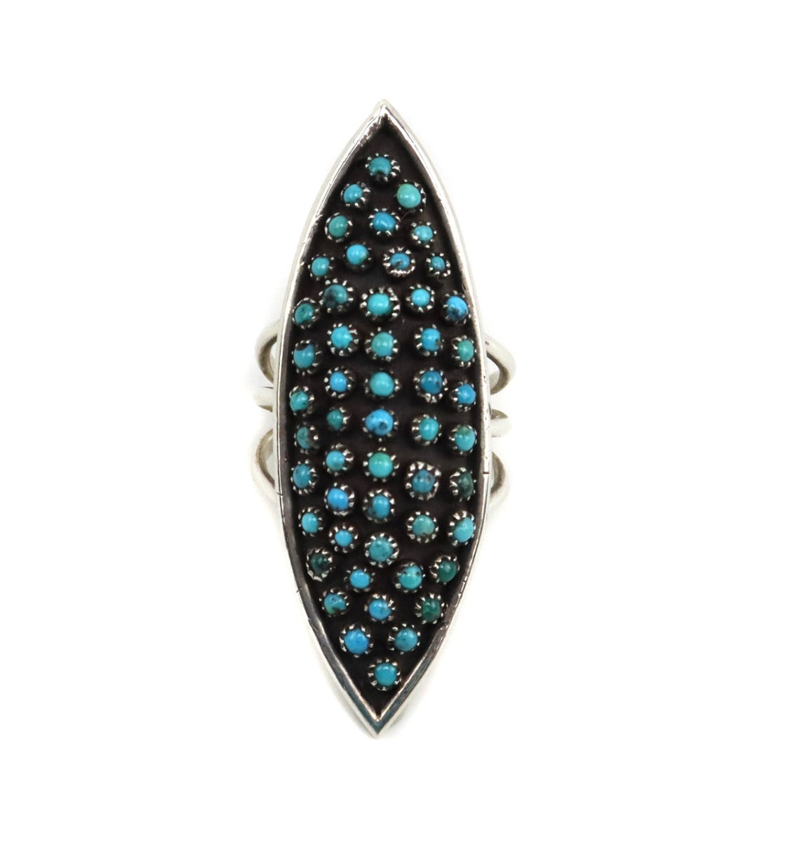 
Zuni Turquoise Petit Point and Silver Ring c. 1950s, size 10 (J15358-CO-028) 