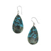 John and Mary Aguilar - Santo Domingo (Kewa) Contemporary Kingman Turquoise and Silver Hook Earrings, 1.75" x 1" (J15430-005)