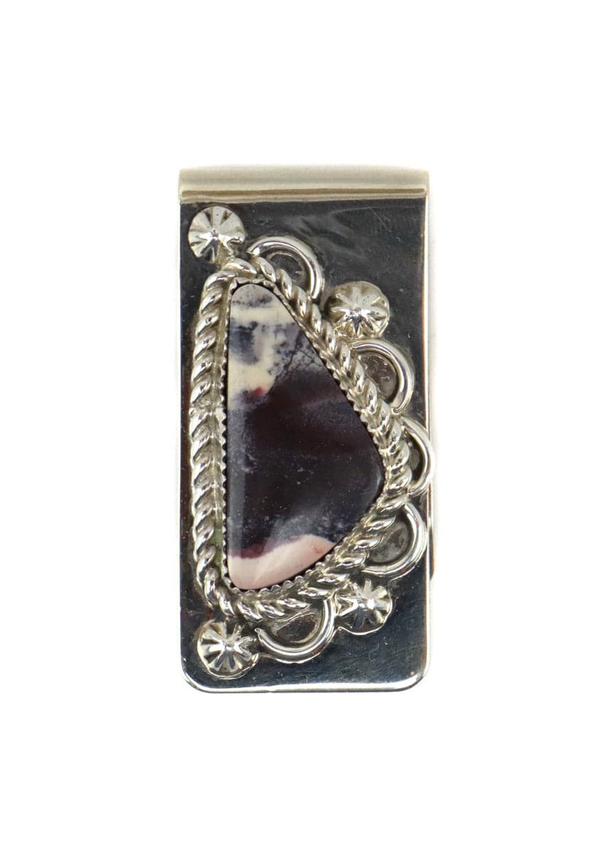 
John and Mary Aguilar - Santo Domingo (Kewa) Contemporary Porcelain Jasper and Sterling Silver Money Clip, 2" x 1" (J15430-022)