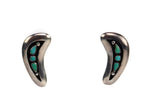 Frieda N. Santiago (Hopi) and Sylvester E. Santiago (Zuni) - Turquoise and Silver Post Earrings c. 1940s, 1.25" x 0.5" (J15486)