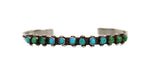 Navajo Petit Point Turquoise and Silver Bracelet c. 1950s, size 6.25 (J15491)