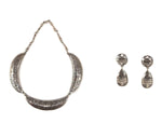 Ralph Tawangyaouma (1906-1973) - Hopi Silver Overlay Necklace and Clip-on Earrings Set c. 1940s (J15521)