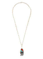 Preston Monongye (1927-1987) - Hopi Multi-Stone and Sterling Silver Necklace c. 1960s, 22" length (J15522-CO-004)
