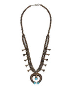 Juan De Dios (1882-1944) - Zuni Turquoise and Silver Beaded Child's Squash Blossom Necklace c. 1930-40s, 20" length (J15552-CO-002)