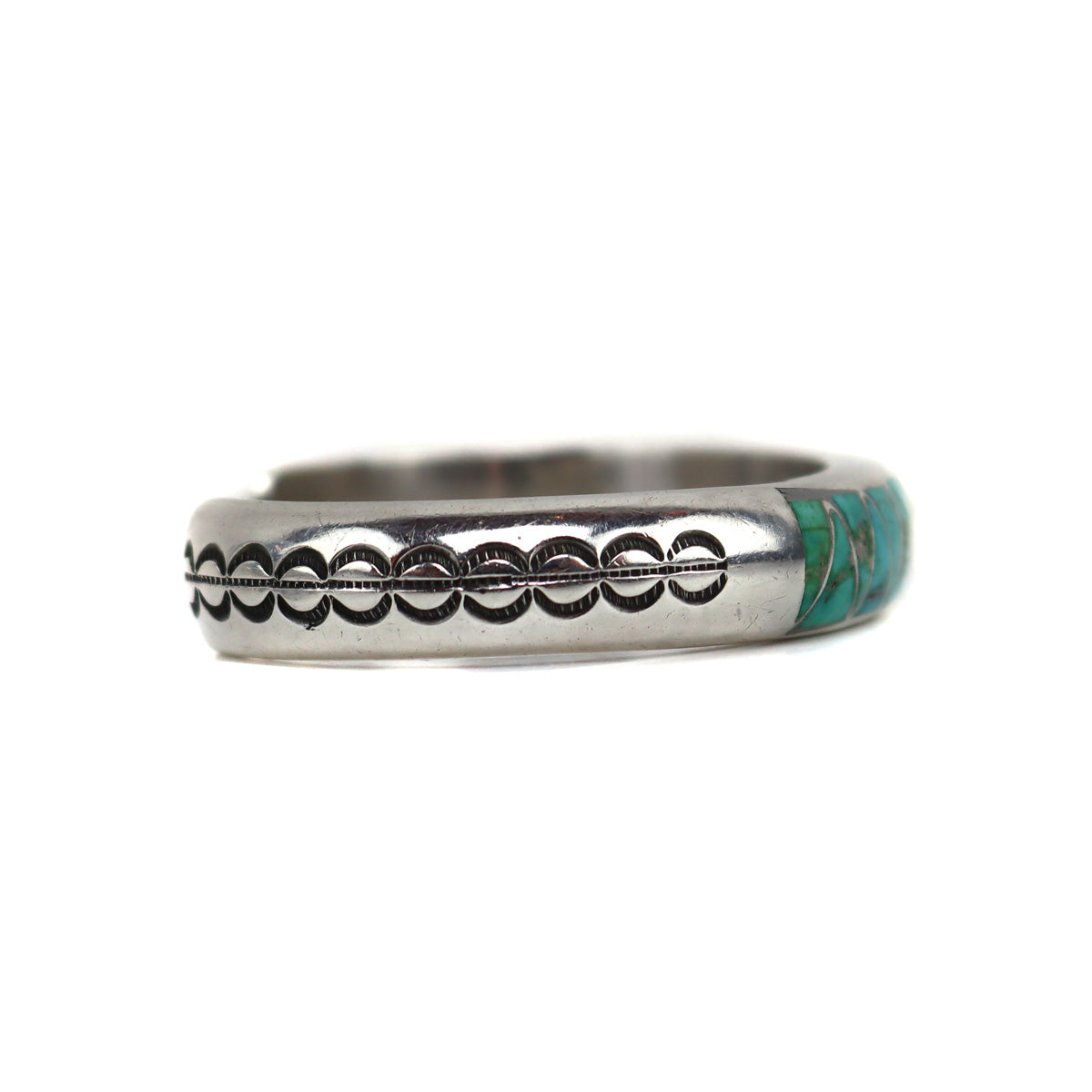 Zuni Turquoise and Silver Channel Inlay Bracelet c. 1960s, size 6 (J15552-CO-046) 1