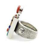 Roy Talahaftewa - Hopi Contemporary Multi-Stone Inlay and Sterling Silver Ring, size 8.25 (J15580) 3