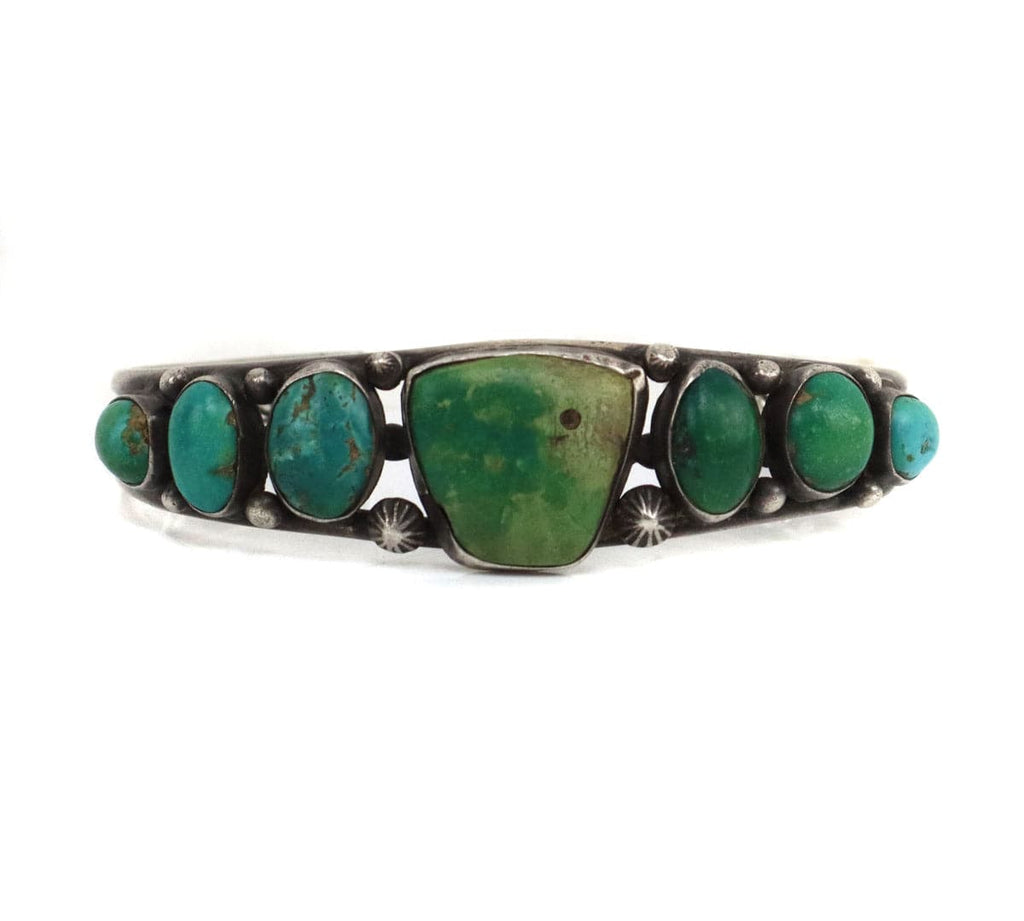 
Navajo Turquoise and Silver Bracelet c. 1920s, size 6.75 (J15600)