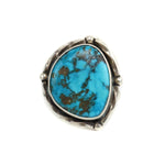 Alvin Yellowhorse - Navajo Contemporary Morenci Turquoise and Sterling Silver Ring (J15603)