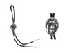 
Hubert Yowytewa - Hopi Sterling Silver Ovleray and Leather Bolo Tie with Kokopelli Design c. 1998, 2.75" x 2" (J15624-CO-027)