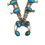 Navajo - Turquoise and Silver Squash Blossom Necklace c. 1960-70s, 24" length (J15734) 1