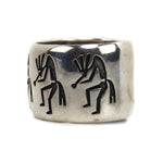 Bernard Dawahoya (1935-2011) - Hopi - Silver Overlay Bracelet with Kokopelli Design c. 1960s, size 6.75 (J15775)