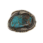 Navajo - Turquoise, 14K Gold, and Sterling Silver Belt Buckle c. 1960-70s, 2" x 2.25" (J15874-CO-024)