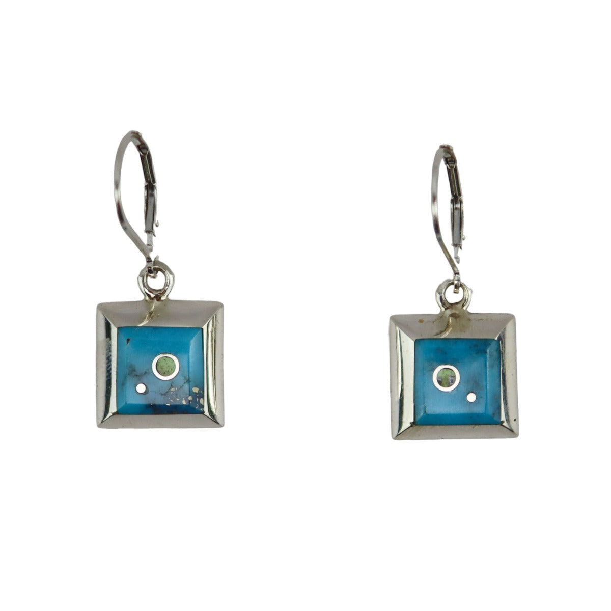 Veronica Benally - Navajo - Contemporary Multi-Stone Inlay and Sterling Silver Hook Earrings (J15898-006)