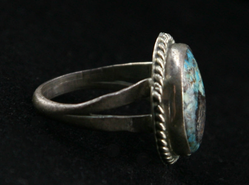 Navajo Turquoise and Silver Ring, c. 1960s, Size 9.5 (J2604-059)