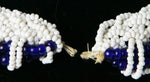 Non Native Vintage Miniature Glass White and Cobalt Blue Bead Braided Necklace, 16.75" length (J3095)