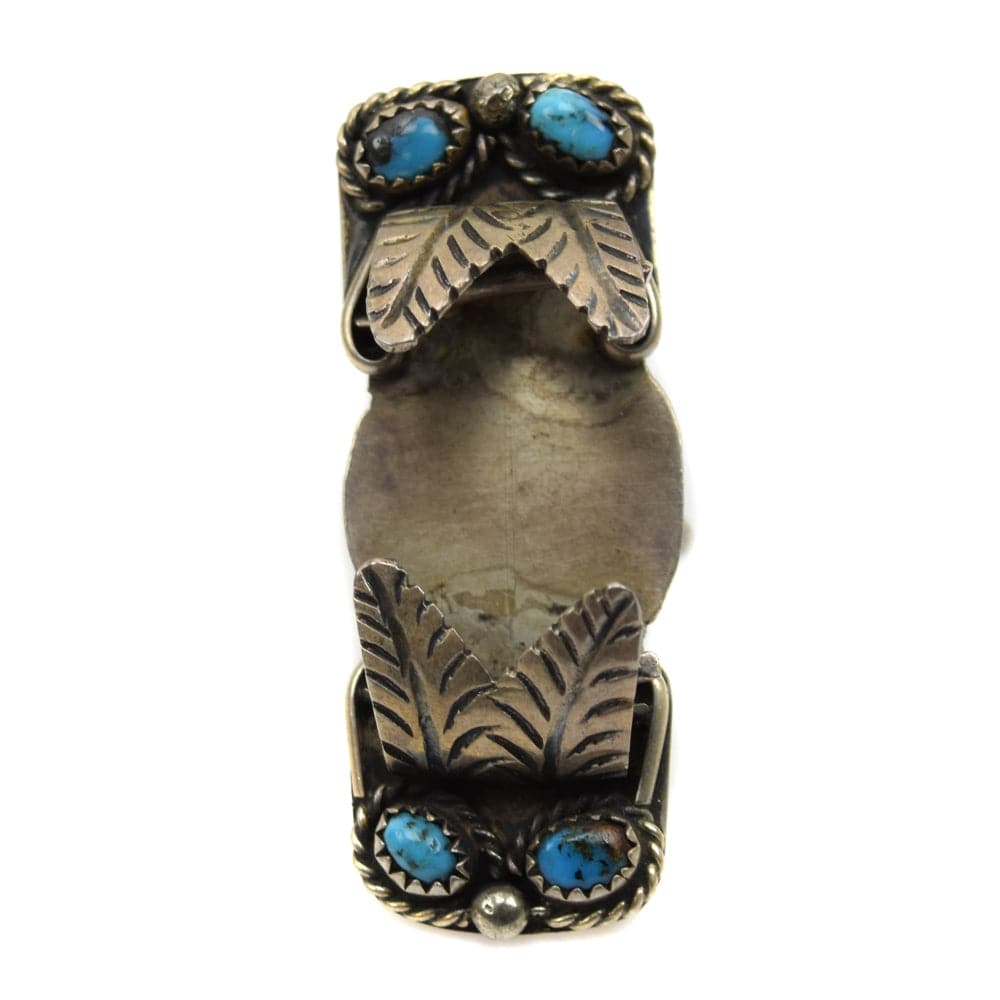 Navajo Number 8 Turquoise and Silver Watch Ring, circa 1950s, Size 6