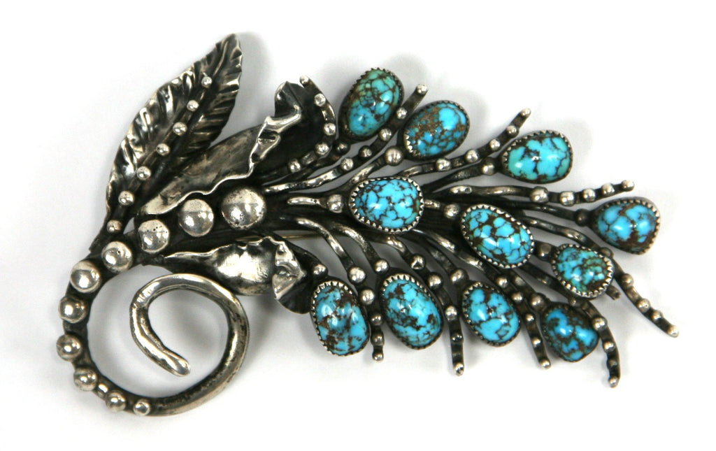 SOLD Frank Patania, Sr. - Persian Turquoise and Sterling Silver Pin