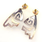 Duane Maktima - Hopi/Laguna Gold and Silver Post Earrings c. 1980s, 2" x 1" (J7491)