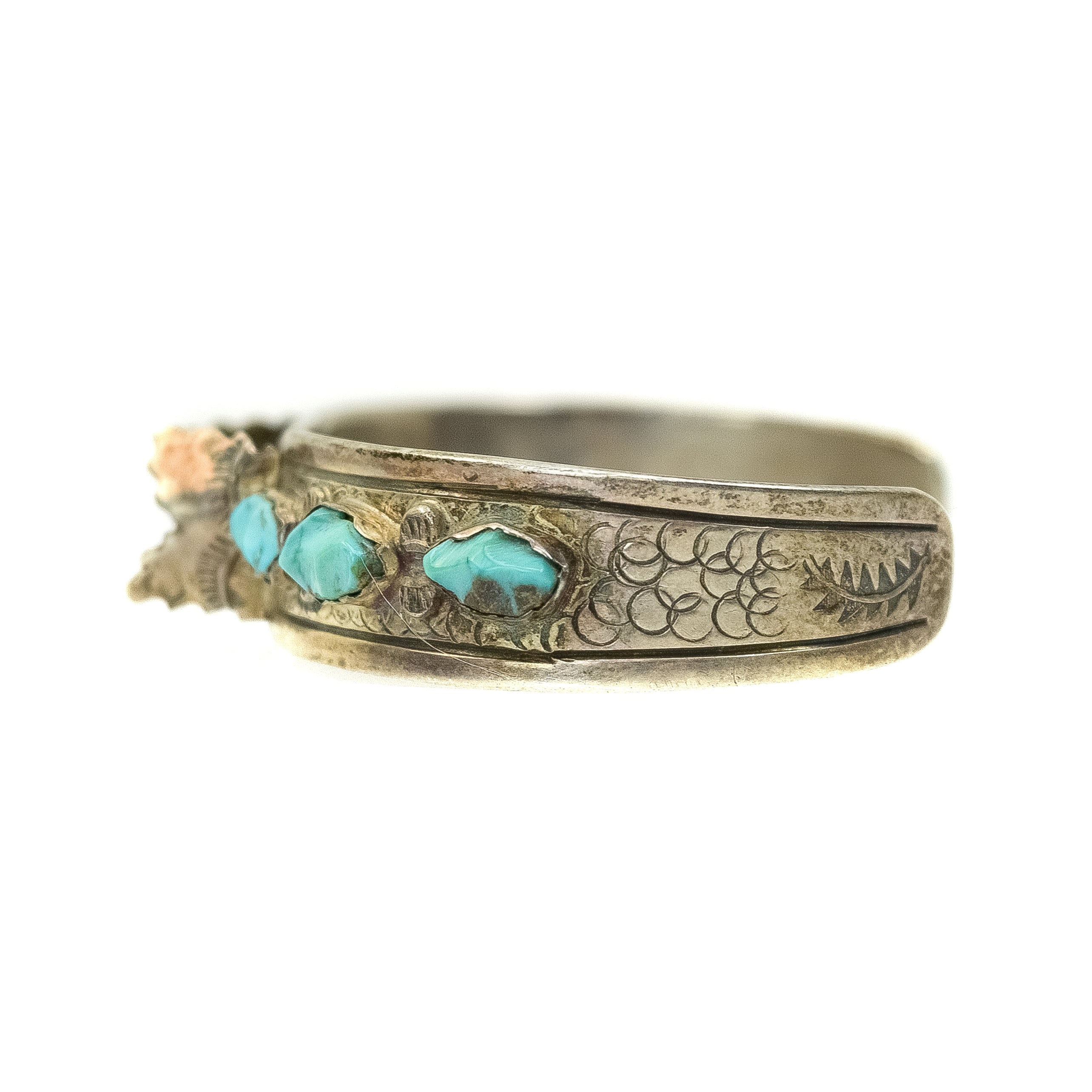 Zuni Turquoise and Silver Watch Band, circa 1960s, Size 7.25 (J7641)