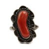 Navajo Coral and Silver Ring c. 1950s, size 7.25 (J7767)
