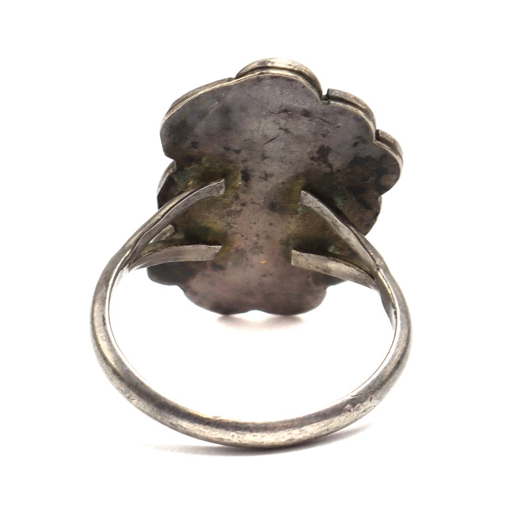 Navajo Coral and Silver Ring c. 1950s, size 7.25 (J7767) 2
