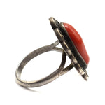 Navajo Coral and Silver Ring c. 1950s, size 7.25 (J7767) 3
