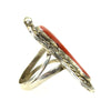 Navajo Coral and Silver Ring c. 1950-60s, size 8.25 (J7816)