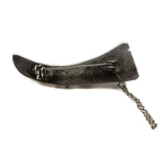 Mexican Mahogany Obsidian and Silver Drinking Horn Pin, c. 1950s, 2" (J8305)