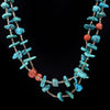 Santo Domingo (Kewa) Turquoise, Coral, and Heishi Two Strand Necklace c. 1960, 38" Long (J8395)