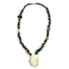 Ava Marie Coriz "Cool-Ca-Ya" (1948-2011) - Santo Domingo (Kewa) Treasure Necklace with White Howlite Pendant and Jet Bear, 23" length (J90106-038-010)
