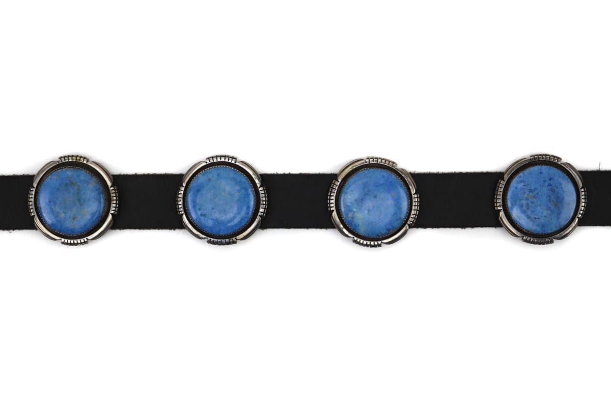 Lonnie Willie - Sodalite, Silver and Leather Concho Belt c. 1980s, 32" waist (J90193-0122-006) 2