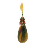 Dana Busch - Pair of Cluster Drop Earrings with Blue and Golden Tiger's Eye, Rust Tourmaline, Cat's Eye, Green Goldstone and 24Kt Gold Vermeil