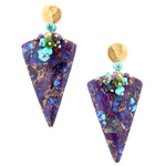 Dana Busch - Cluster Drop Earrings with Copper Mosaic Turquoise, Sugulite, Chrome Diopside, Turquoise, Peridot, Pyrite & 24Kt Gold Vermeil