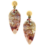Dana Busch - "Majestic Views Atop the Mesa" - Cluster Drop Earrings with Crazy Lace Agate, Champagne Morganite, Orange Sapphire, Pale Pink Opal, Blue/Green Sapphire, Sage Green Sapphire & 24Kt Gold Vermeil