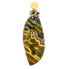 Dana Busch - "Ariel Tapestry of Olive Groves" Cluster Drop Earrings with Ocean Jasper, Heliodor (Yellow Emerald), Green Tourmaline, Tanzanite, Mint Green Sapphire, and 24Kt Gold Vermiel