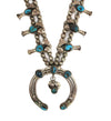 Navajo Turquoise and Silver Squash Blossom Necklace c. 1960s, 26" length (J90371B-0822-018) 1