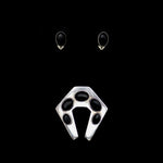 Sam Patania - Onyx and Sterling Silver Pendant and Clip-on Earrings Set c. 1980s (J90432A-0521-009)
