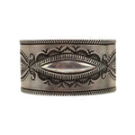 Edison Smith - Navajo - Silver Bracelet with Stamped Design c. 1990s, size 6.5 (J90507A-0423-002)