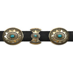Ricky Martinez - Navajo Turquoise and Silver Overlay Concho Belt c. 1980s, Sizes 33-41 (J90537-0619-007)