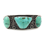 Navajo Turquoise and Silver Bracelet c. 1920s, size 6.5 (J90690-0514-001)
