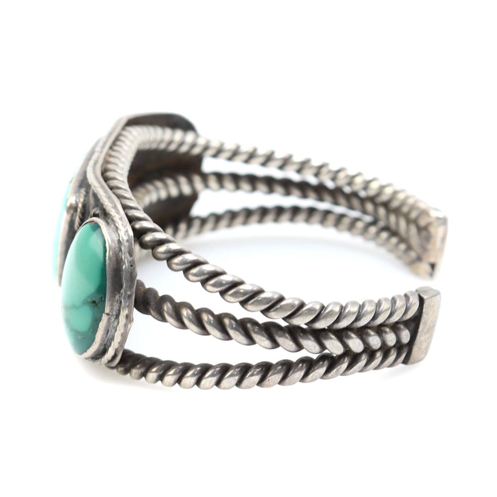 Navajo Turquoise and Silver Bracelet c. 1920s, size 6.5 (J90690-0514-001) 1
