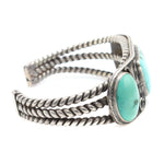 Navajo Turquoise and Silver Bracelet c. 1920s, size 6.5 (J90690-0514-001) 2