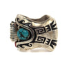 Navajo Turquoise, Coral, and Silver Watch Band c. 1960-70s, size 6.5 (J91006A-1122-019)
 3