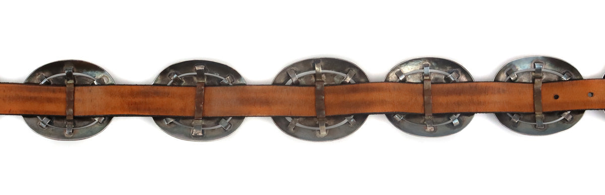 
Navajo Silver Overlay and Leather Storyteller Concho Belt c. 1960-70s (J91009A-0123-004) 4