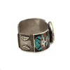 Zuni Multi-Stone Inlay and Silver Watch Cuff with Kachina Design c. 1940s, size 7 (J91051-0821-024)4