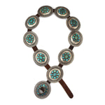 Perry Shorty (b. 1964) - Navajo Lone Mountain Turquosie, Number 8 Turquoise, Silver and Leather Belt c. 1980s, 34" to 42" waist (J91051-0921-003)1