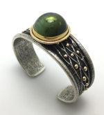 Frank Patania Jr. - Contemporary Green Tourmaline, 14K Gold and Sterling Silver Sandcast Bracelet, size 6.75 (J91300C-1120-001)10