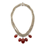 Miramontes - Carnelian and 3-Strand Silver Beaded Necklace, 17" length (J91305-1114-004A)1