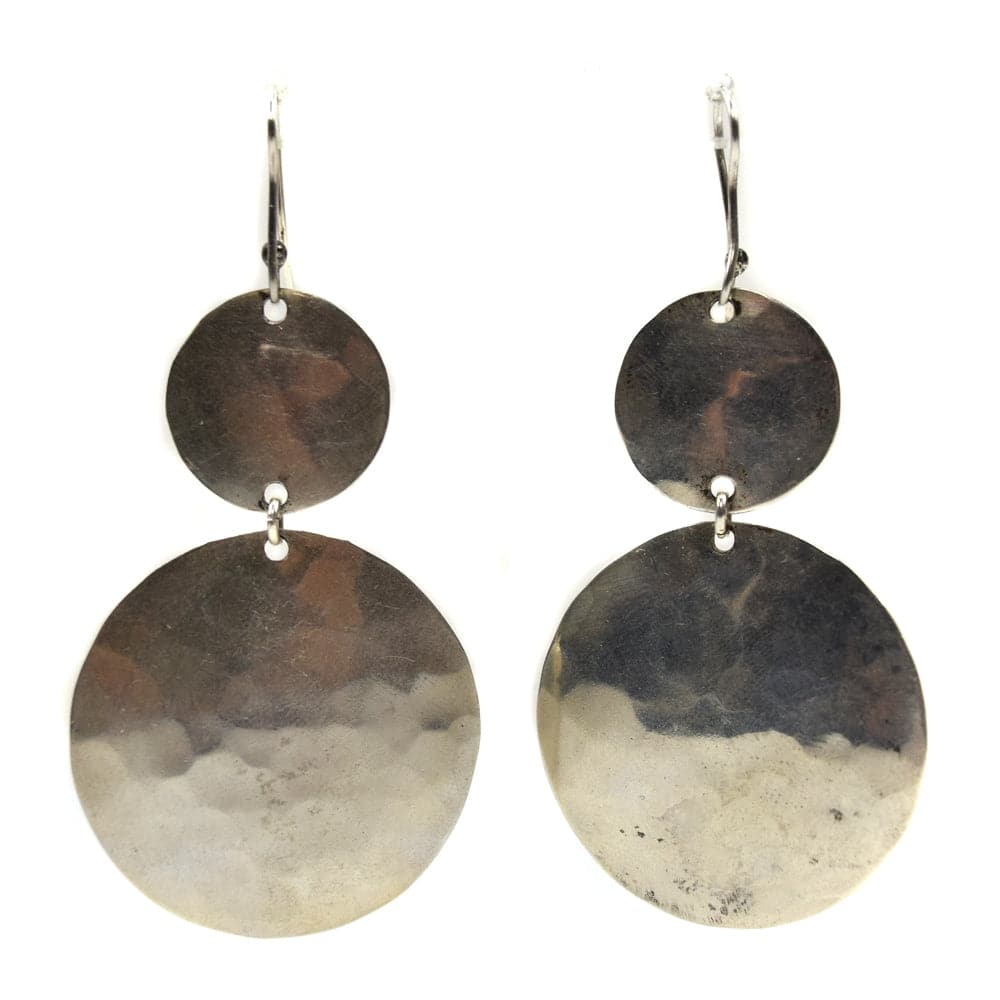 Miramontes Silver Hammered Double Round Earrings