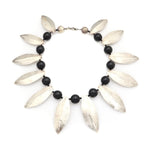 Miramontes - Necklace with Twelve Silver Laurel Leaves and Eleven Large Onyx Beads, 16.5 length (J91305-117-008) 1
